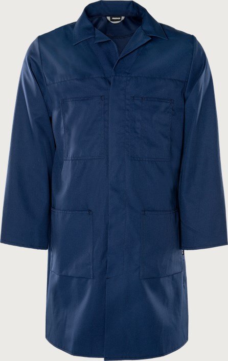 Custom Industrial Long-Sleeve Work Coat with Concealed Front Custom Industrial Long-Sleeve Work Coat with Concealed Front — garment development reference