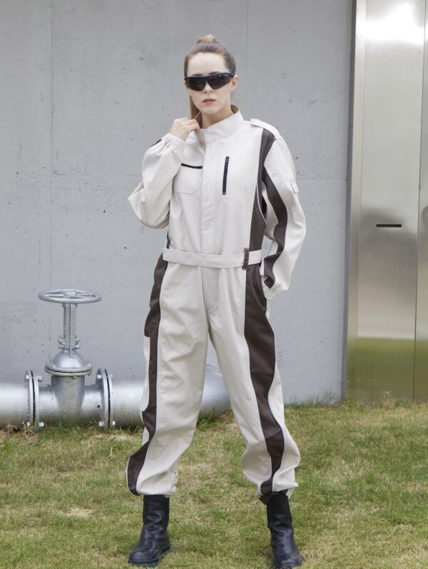 Custom Industrial Utility Coverall with Tool Loops and Leg Pocket Custom Industrial Utility Coverall with Tool Loops and Leg Pocket — garment development reference
