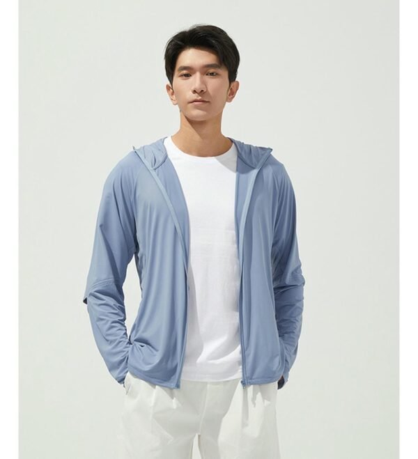 Custom Lightweight Hooded Sun-Coverage Work Jacket with Ventilated Underarms — reference garment view 2