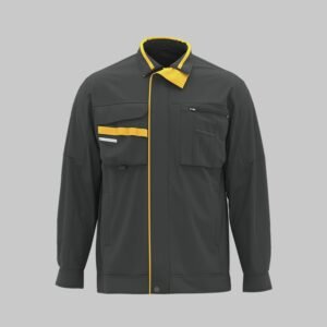 Custom Lightweight Stretch Work Jacket Shirt with Contrast Visibility Panels — garment development reference