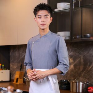 Custom Long-Sleeve Chef Jacket with Ventilated Shoulder Panels — garment development reference
