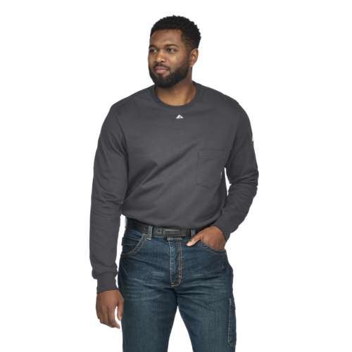 Custom Long-Sleeve Flame-Resistant Knit Work Shirt with Mobility Gusset — garment development reference