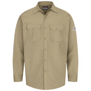 Custom Long-Sleeve FR Work Shirt with Dual Flap Chest Pockets — garment development reference