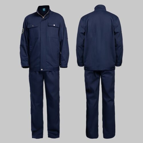 Custom Long-Sleeve FR Work Shirt with Stand Collar and Dual Chest Pockets Custom Long-Sleeve FR Work Shirt with Stand Collar and Dual Chest Pockets — garment development reference