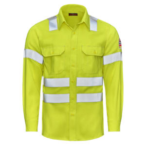 Custom Long-Sleeve Hi-Vis Button-Front Work Shirt — garment development reference
