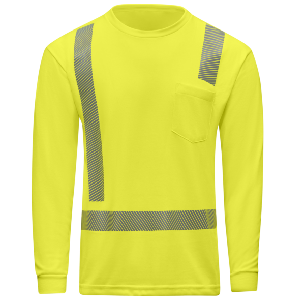 Custom Long-Sleeve Hi-Visibility Pocket Jersey Work Shirt Custom Long-Sleeve Hi-Visibility Pocket Jersey Work Shirt — garment development reference