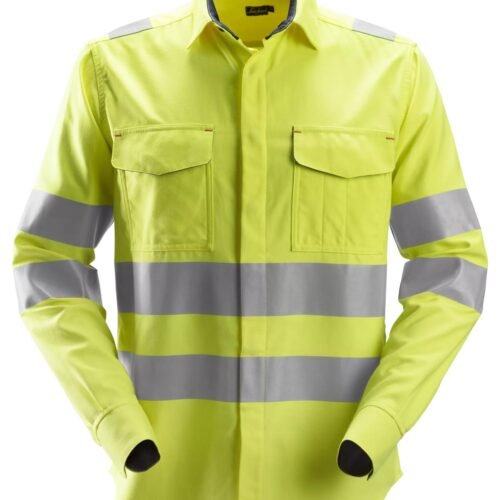 Custom Long-Sleeve High-Visibility Work Shirt with Dual Chest Pockets Custom Long-Sleeve High-Visibility Work Shirt with Dual Chest Pockets — garment development reference