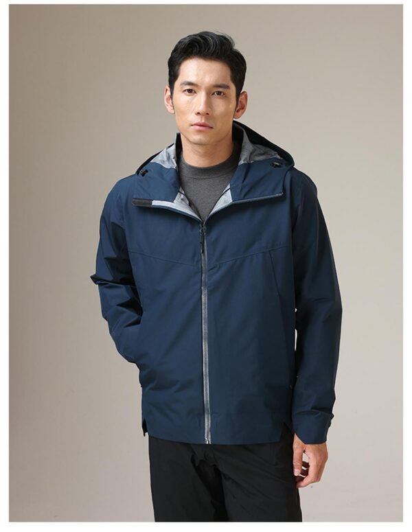 Custom Matte Packaway-Hood Business Commuter Jacket Custom Matte Packaway-Hood Business Commuter Jacket — reference garment view 7