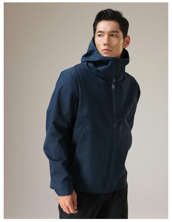 Custom Matte Packaway-Hood Business Commuter Jacket Custom Matte Packaway-Hood Business Commuter Jacket — reference garment view 4