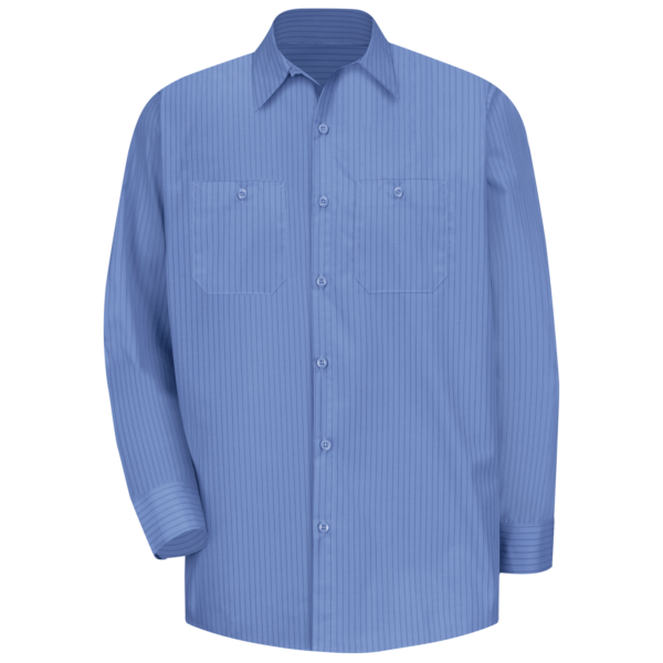 Custom Men's Long-Sleeve Narrow-Stripe Two-Pocket Work Shirt Custom Men's Long-Sleeve Narrow-Stripe Two-Pocket Work Shirt - main product view