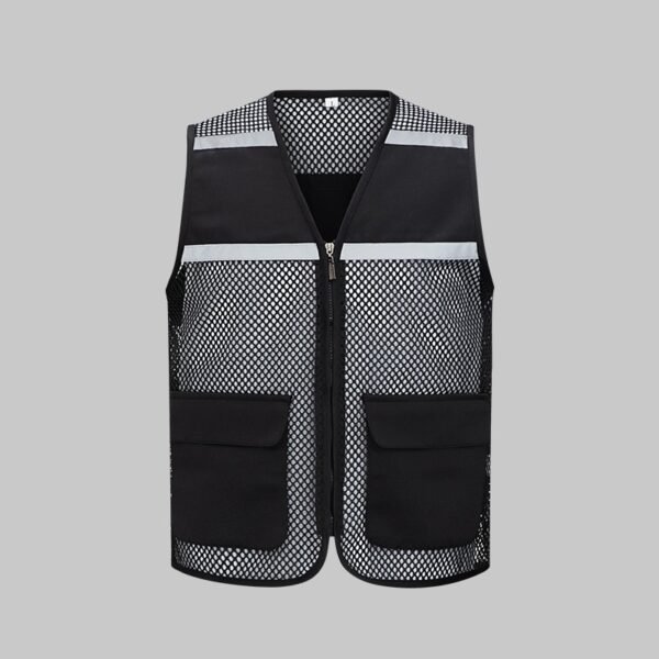 Custom Mesh High-Visibility Team Vest with Reflective Trim Custom Mesh High-Visibility Team Vest with Reflective Trim — reference garment view 3