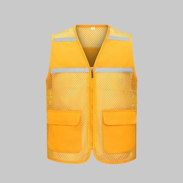 Custom Mesh High-Visibility Team Vest with Reflective Trim Custom Mesh High-Visibility Team Vest with Reflective Trim — reference garment view 6
