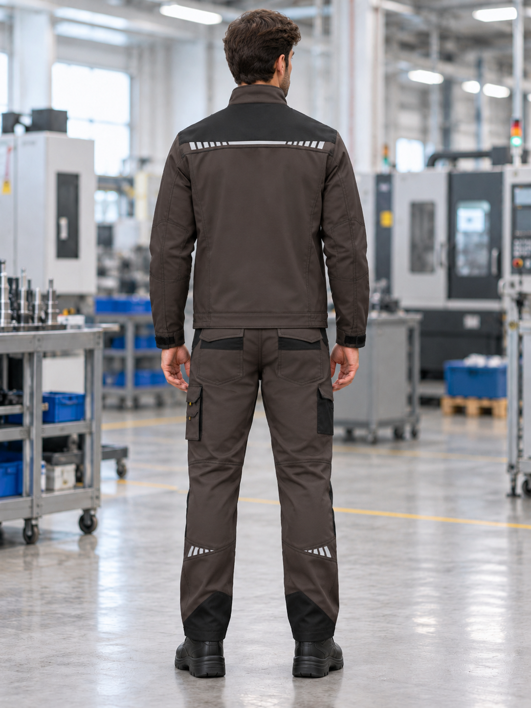 Custom Multi-Pocket Factory Worker Jacket and Trouser Set - complete garment view