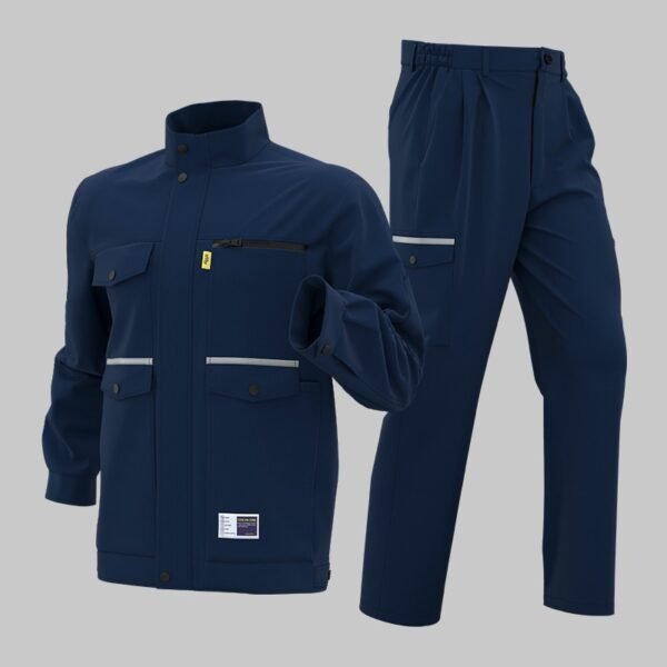 Custom Olive Zip-Front Utility Jacket and Trouser Workwear Set Custom Olive Zip-Front Utility Jacket and Trouser Workwear Set - additional product view