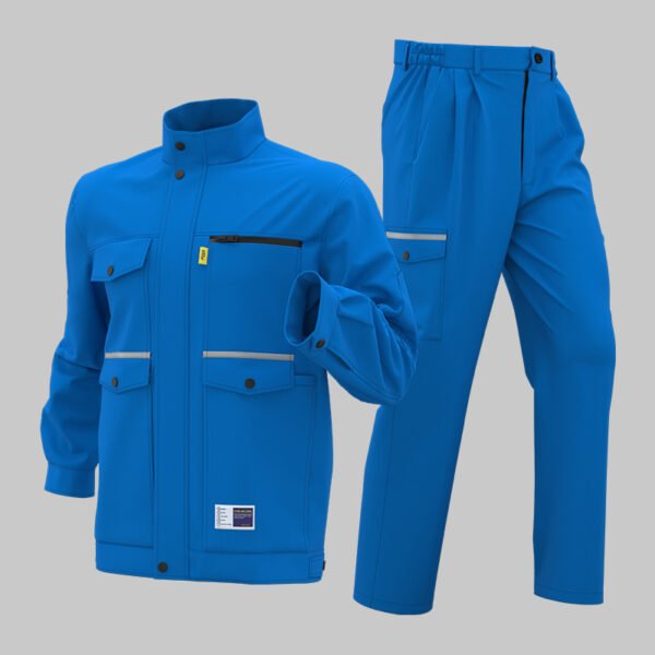 Custom Olive Zip-Front Utility Jacket and Trouser Workwear Set Custom Olive Zip-Front Utility Jacket and Trouser Workwear Set - additional product view