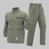 Custom Olive Zip-Front Utility Jacket and Trouser Workwear Set Custom Olive Zip-Front Utility Jacket and Trouser Workwear Set - main product view