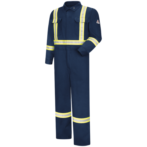 Custom Reflective-Trim Action-Back Work Coverall Custom Reflective-Trim Action-Back Work Coverall — garment development reference
