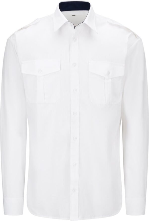 Custom Regular-Fit Long-Sleeve Work Shirt with Flap Pockets Custom Regular-Fit Long-Sleeve Work Shirt with Flap Pockets — reference garment view 2