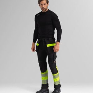 Custom Slim-Fit Stretch Utility Work Trousers with Reflective Bands — garment development reference