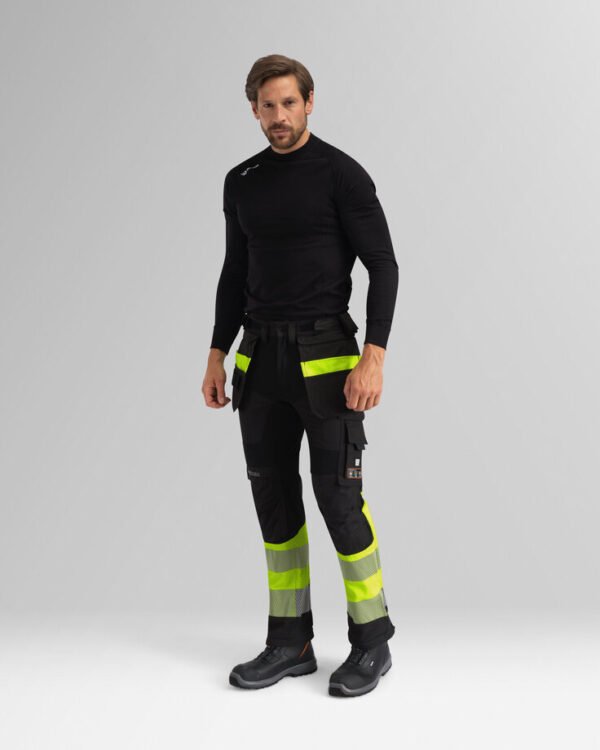 Custom Slim-Fit Stretch Utility Work Trousers with Reflective Bands Custom Slim-Fit Stretch Utility Work Trousers with Reflective Bands — garment development reference