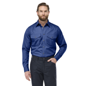 Custom Snap-Front FR Uniform Shirt with Dual Chest Pockets — garment development reference