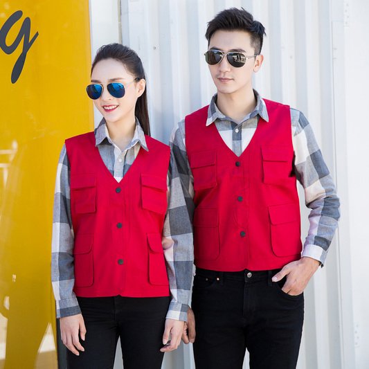 Custom Snap-Front Mesh Team Work Vest Custom Snap-Front Mesh Team Work Vest - complete garment view