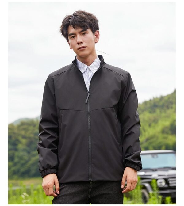 Custom Spring/Autumn Hooded Pongee Work Jacket — reference garment view 2
