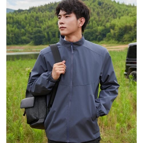Custom Spring/Autumn Hooded Pongee Work Jacket — reference garment view 3