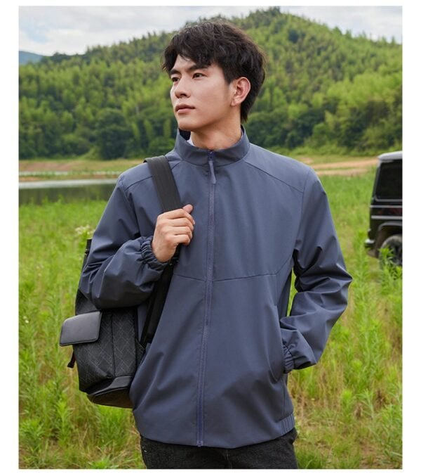 Custom Spring/Autumn Hooded Pongee Work Jacket — reference garment view 3