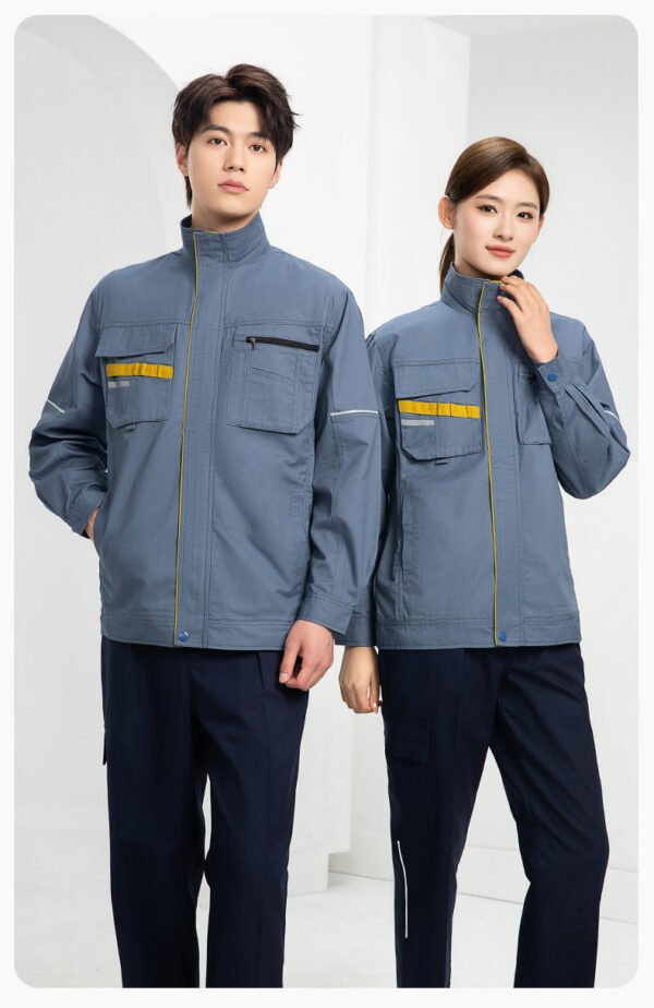 Custom Spring-Autumn Reflective Workwear Set with Bound Seams — reference garment view 3