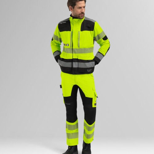 Custom Stretch-Panel High-Visibility Work Jacket Custom Stretch-Panel High-Visibility Work Jacket — garment development reference
