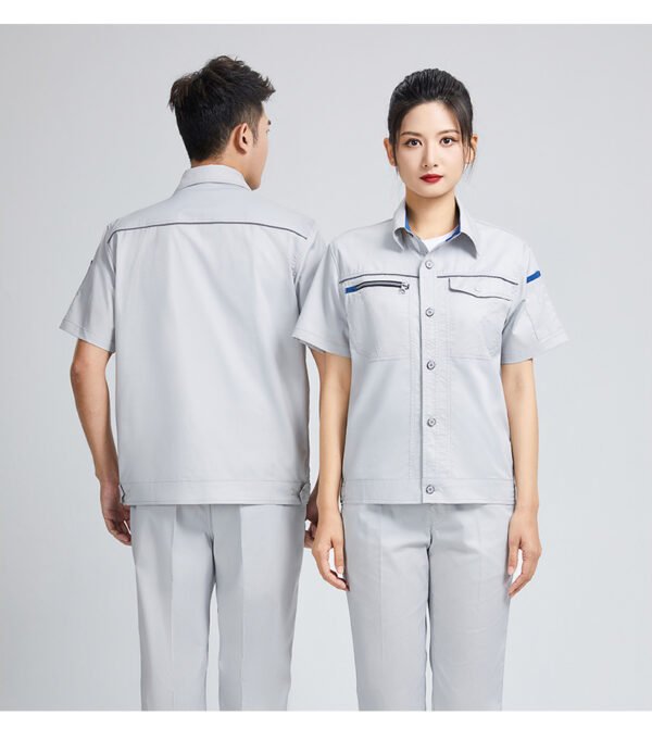 Custom Summer Short-Sleeve Visibility-Trim Work Shirt and Trouser Set Custom Summer Short-Sleeve Visibility-Trim Work Shirt and Trouser Set — garment development reference