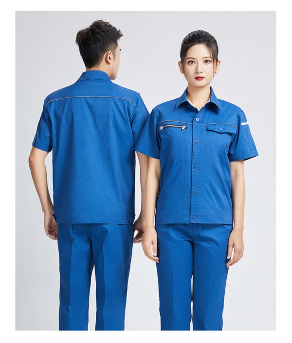 Custom Summer Short-Sleeve Visibility-Trim Work Shirt and Trouser Set Custom Summer Short-Sleeve Visibility-Trim Work Shirt and Trouser Set — reference garment view 2