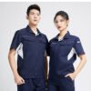 Custom Summer Short-Sleeve Visibility Workwear Set with Stand-Collar Zip Top and Straight-Leg Trousers — reference garment view 2