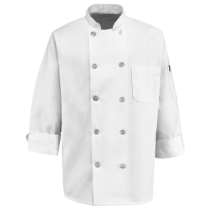 Custom Ten Pearl Button Double-Breasted Chef Coat — garment development reference