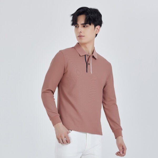 Custom Textured Piqué Long-Sleeve Work Polo with Rib Cuffs — garment development reference