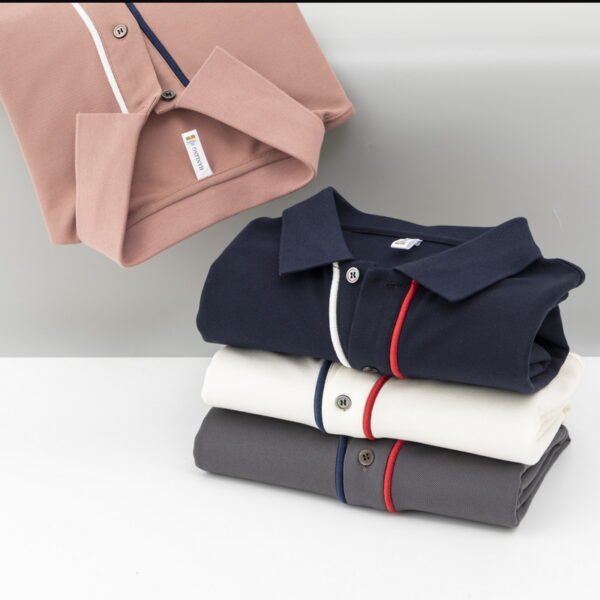 Custom Textured Piqué Long-Sleeve Work Polo with Rib Cuffs — reference garment view 8