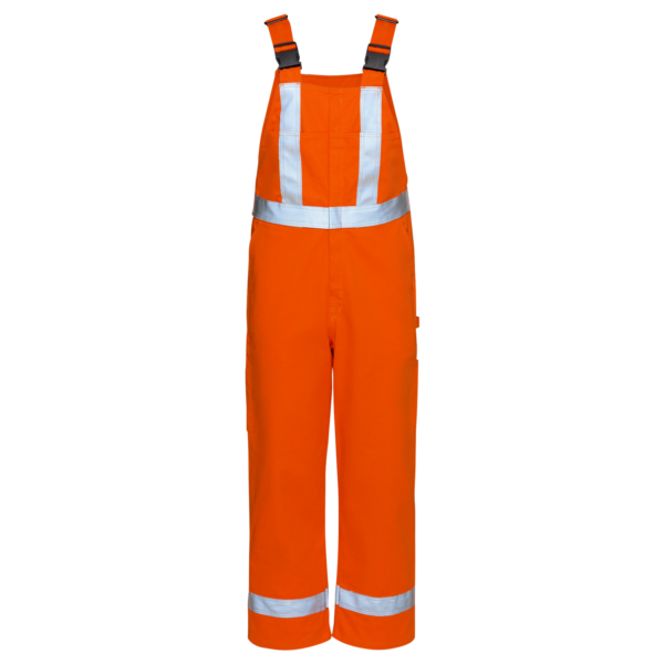 Custom Unlined High-Visibility Trim Utility Bib Overalls Custom Unlined High-Visibility Trim Utility Bib Overalls — garment development reference