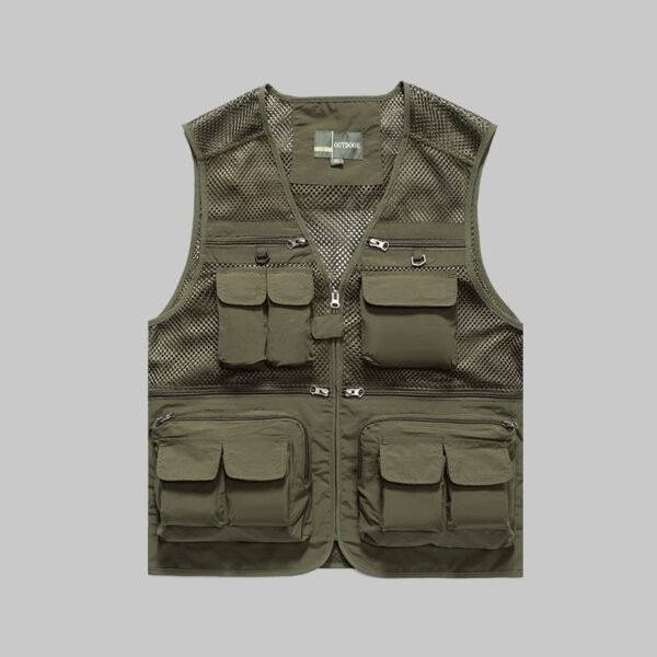 Custom Warm-Weather Mesh Utility Vest with Dimensional Pockets Custom Warm-Weather Mesh Utility Vest with Dimensional Pockets — garment development reference