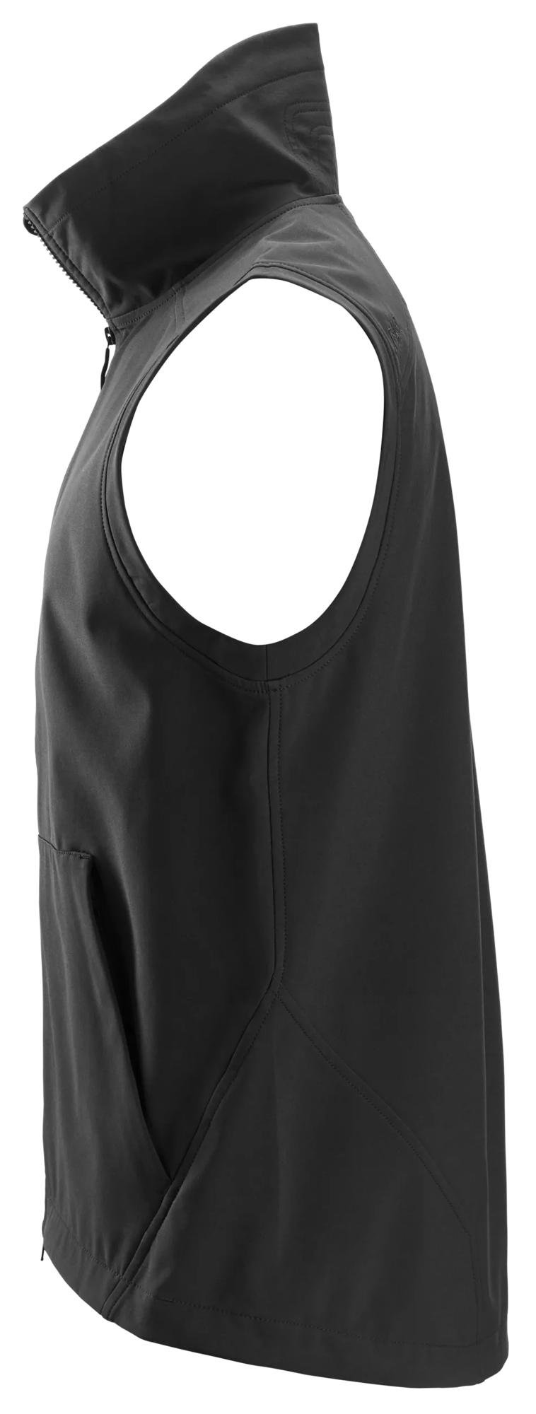 Custom Wind-Resistant Stretch Softshell Work Vest with Extended Back — reference garment view 3
