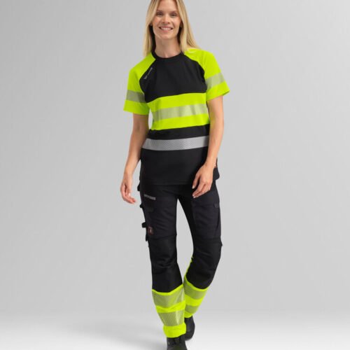 Custom Women’s Contrast Visibility Crew-Neck Work T-Shirt Custom Women’s Contrast Visibility Crew-Neck Work T-Shirt — garment development reference