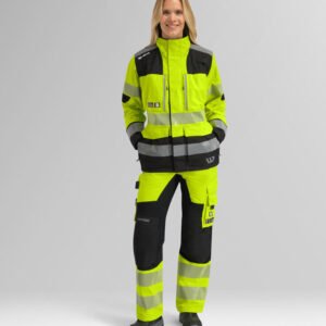Custom Women’s Fluorescent Stretch Work Jacket with Stand Collar — garment development reference