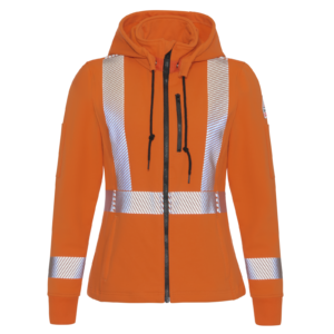 Custom Women’s Full-Zip Hi-Vis Fleece Work Jacket with Detachable Hood — garment development reference