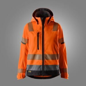 Custom Women’s High-Visibility Stretch Softshell Work Jacket — garment development reference