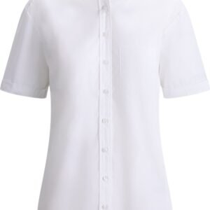 Custom Women’s Short-Sleeve Collared Work Shirt with Chest Pocket - main product view