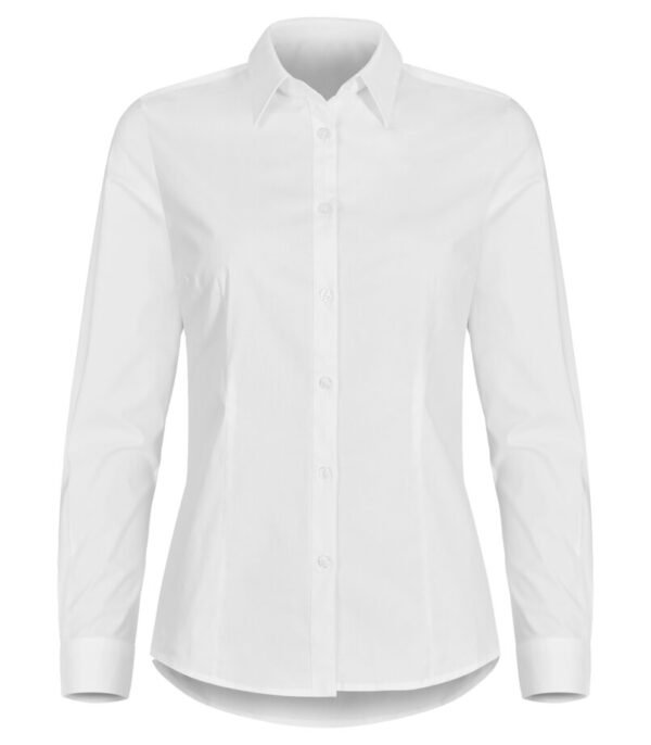 Custom Women’s Stretch Woven Long-Sleeve Work Shirt Custom Women’s Stretch Woven Long-Sleeve Work Shirt - main product view