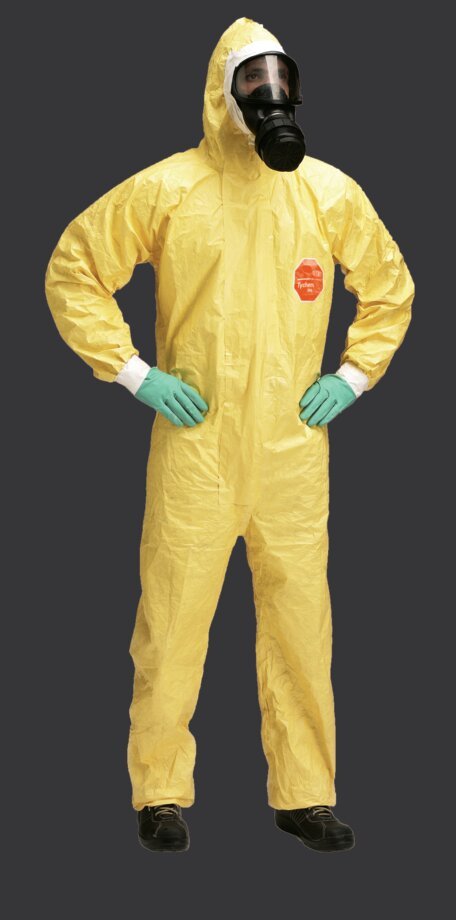 Hooded Chemical-Resistant Limited-Use Coverall with Taped-Seam Development Options Hooded Chemical-Resistant Limited-Use Coverall with Taped-Seam Development Options — garment development reference