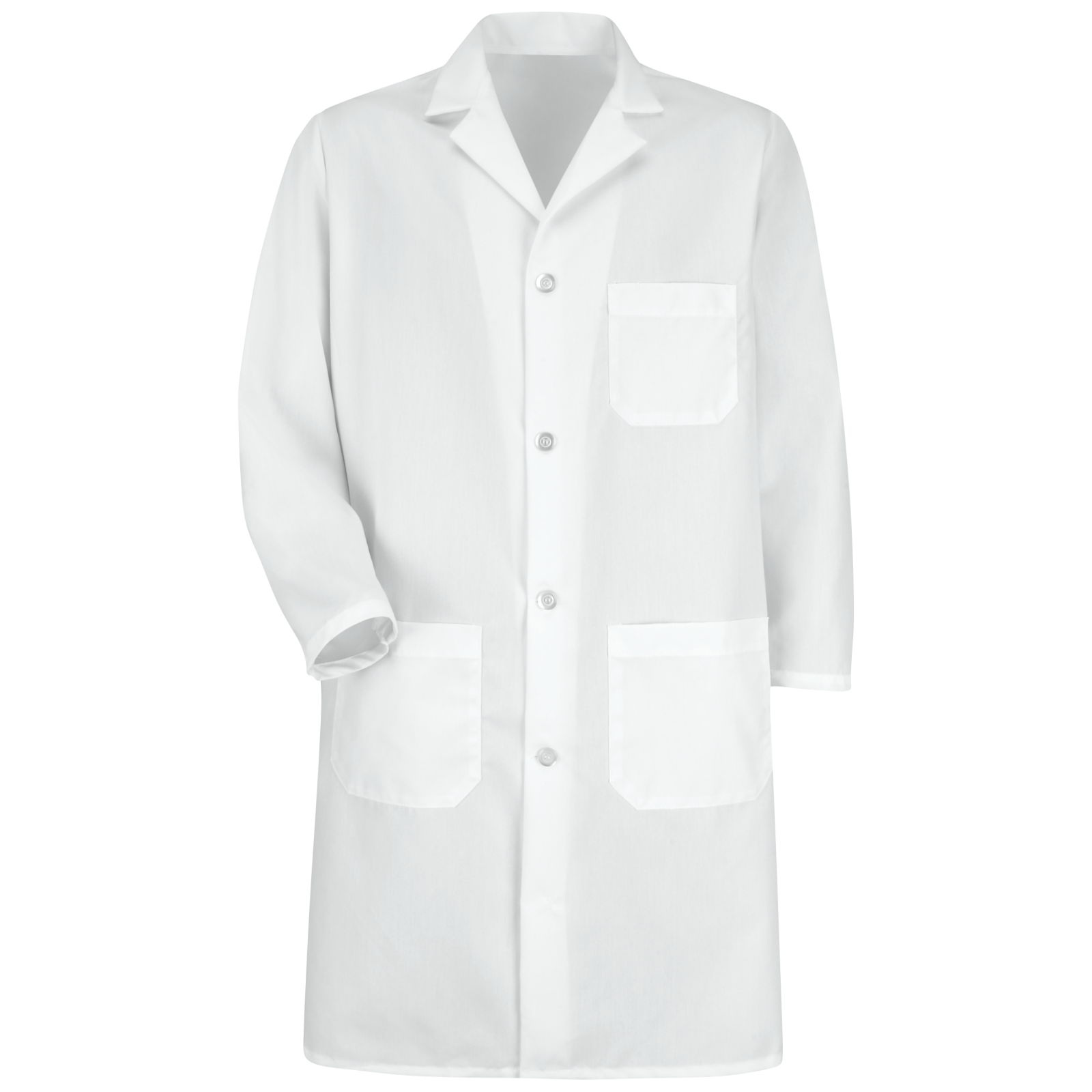 Private-Label Button-Front Staff Lab Coat with Three Exterior Pockets — garment development reference