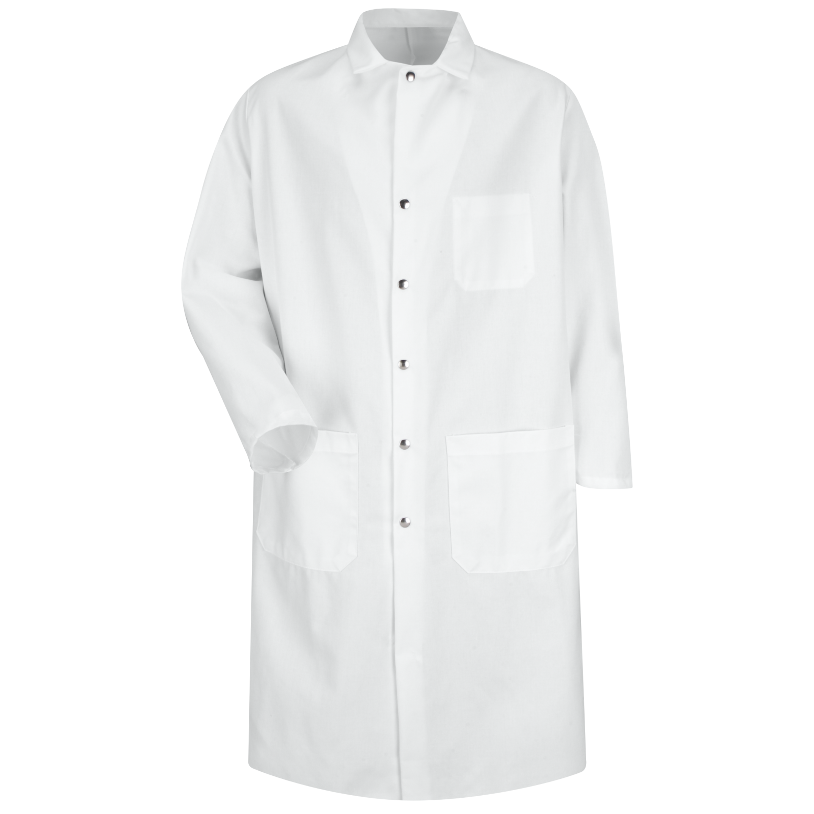 Private-Label Full-Cut Snap-Front Butcher Coat — garment development reference