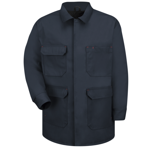 Private-Label Insulated Duck Chore Coat with Bi-Swing Back Private-Label Insulated Duck Chore Coat with Bi-Swing Back — garment development reference